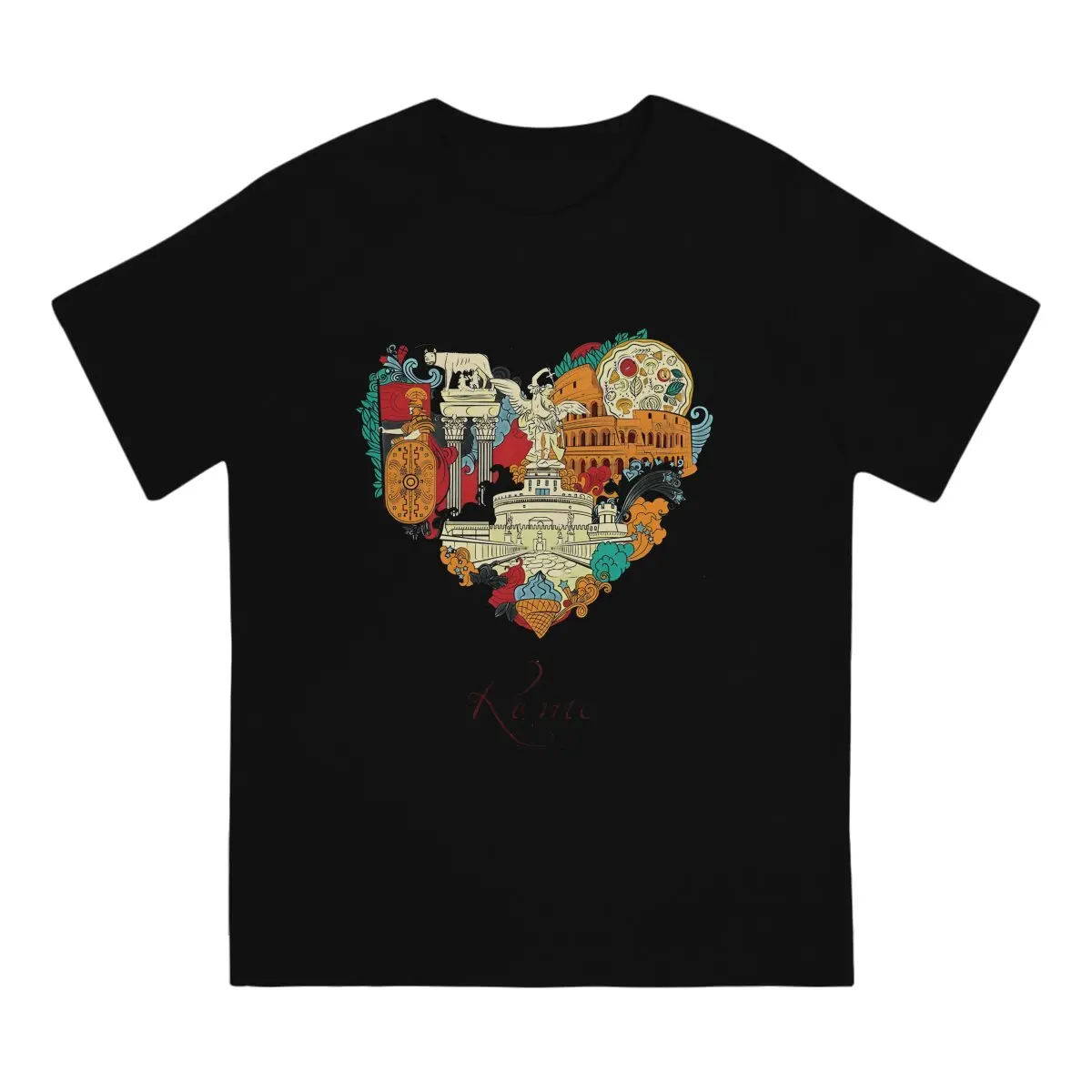 Symbols Heart Design Men's T Shirts Ancient Rome Funny Tee Shirt Short Sleeve O Neck T-Shirts Cotton Graphic Tops