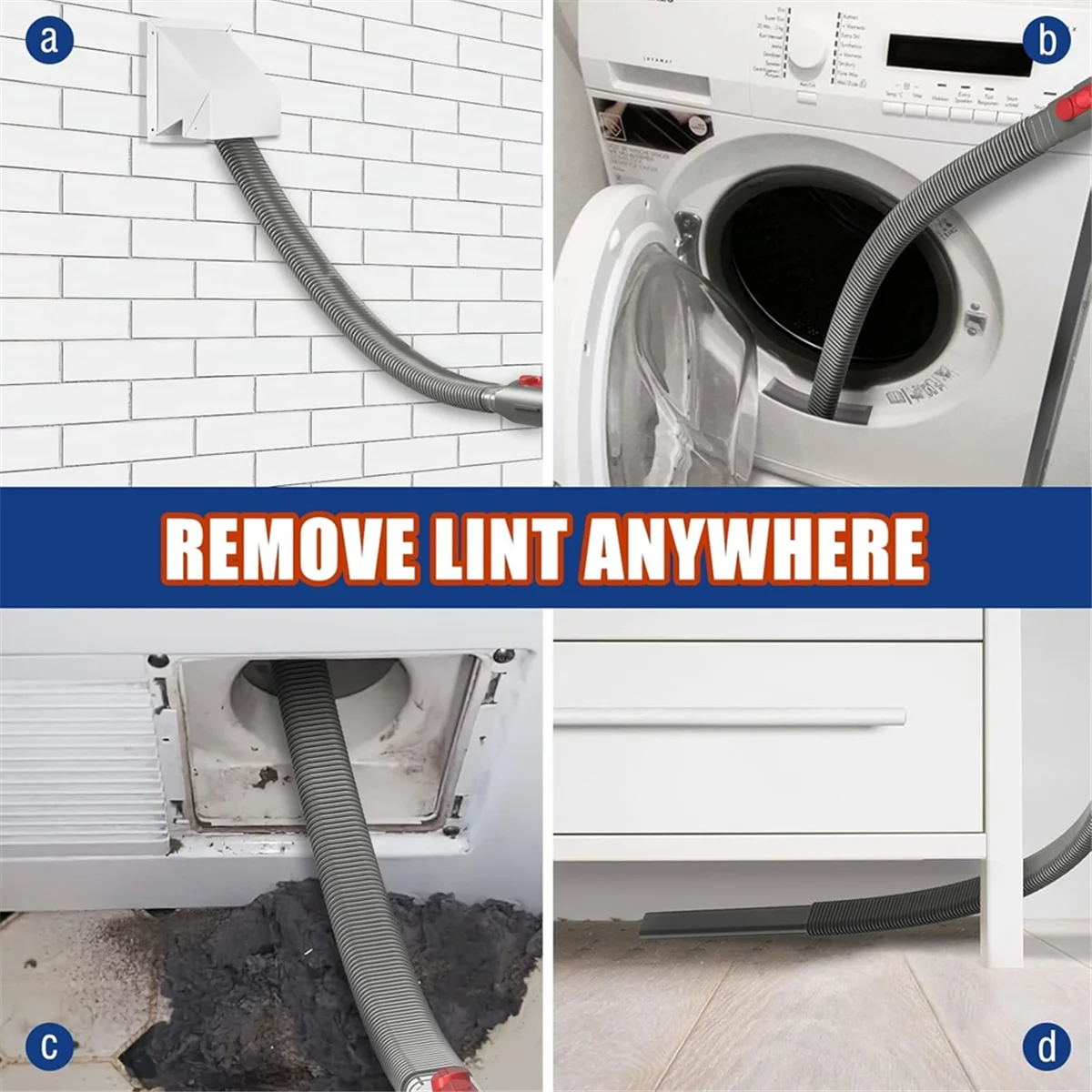 FZFZ 2set 건조기 벤트 클리너 키트 V7 V8 V10 V11 V12 V15 모서리 및 간격 린트 제거용 건조기 벤트 부착물