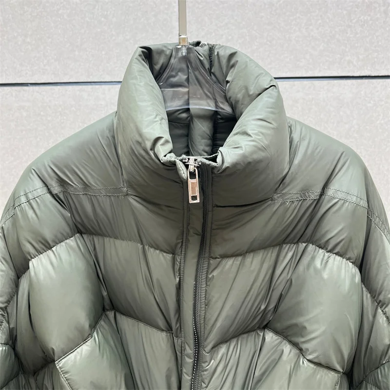 Chaquetas de plumón para mujer, chaqueta holgada con cuello alto y cordones para invierno, abrigo grueso y cálido relleno de plumón de pato blanco 90