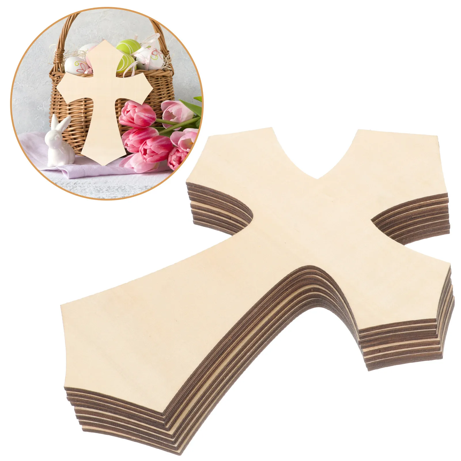 

8Pcs Unfinished Wood Cross Cutouts Blank Wooden Tags DIY Craft Wood Slices Rustic Cross Shape Art Projects Home Decorations