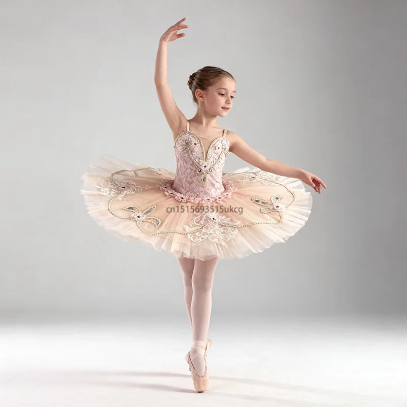 

Pink Professional Ballet Dance Skirt for Girls Little Swan Fluffy Gauze TUTU Skirt Flower Fairy Ballet Dance Performance Clothes