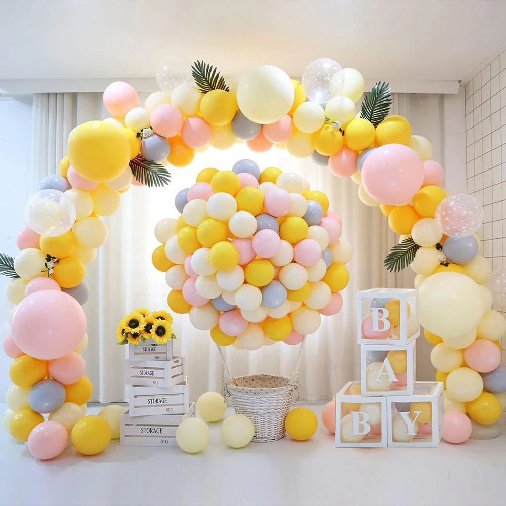Pastel Yellow Balloon Arch Garland Kit 1st Birthday Party Latex Ballon Decor Wedding Baby Shower Bridal Shower Decoration Globos