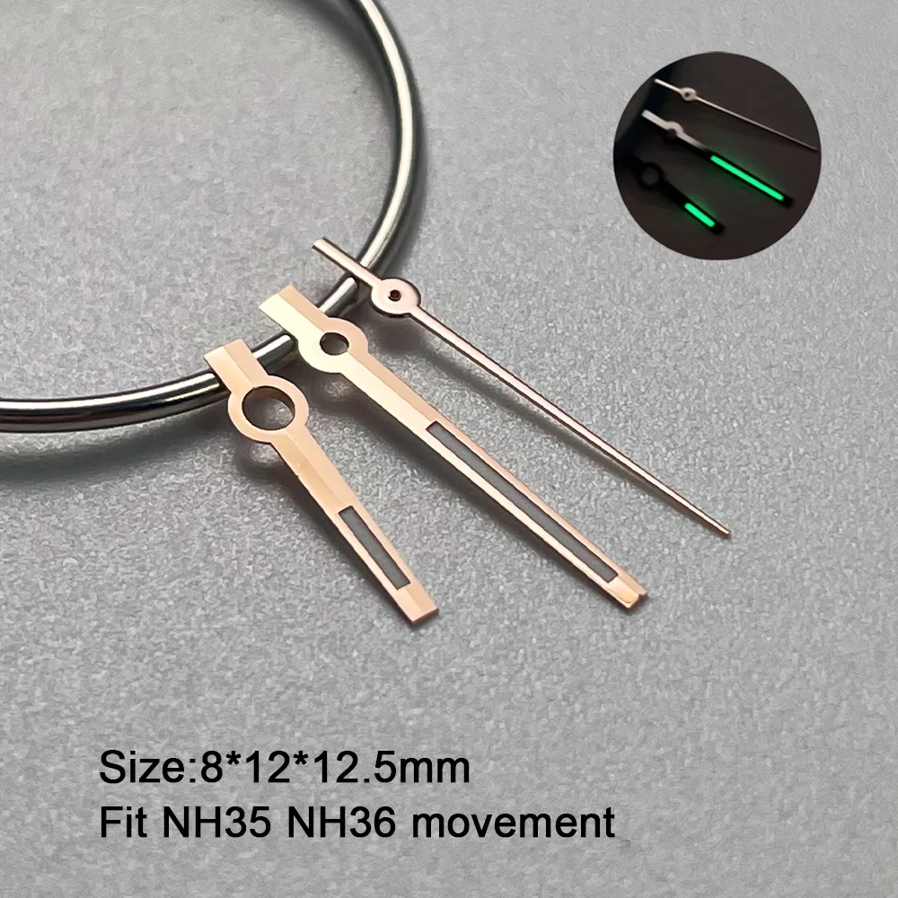 NH35 Hands Watch Hands C3 Green Luminous Pointer Baton Style Datejust Hands Polished For NH35/NH36/4R/7S Movement Watch Pointers