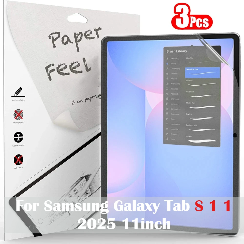 3Pcs 2025 NEW Like Paper Feel Screen Protector for Samsung Galaxy Tab S11 S10 Fe Plus A11 A9 Plus Full Cover Matte Film No Glass