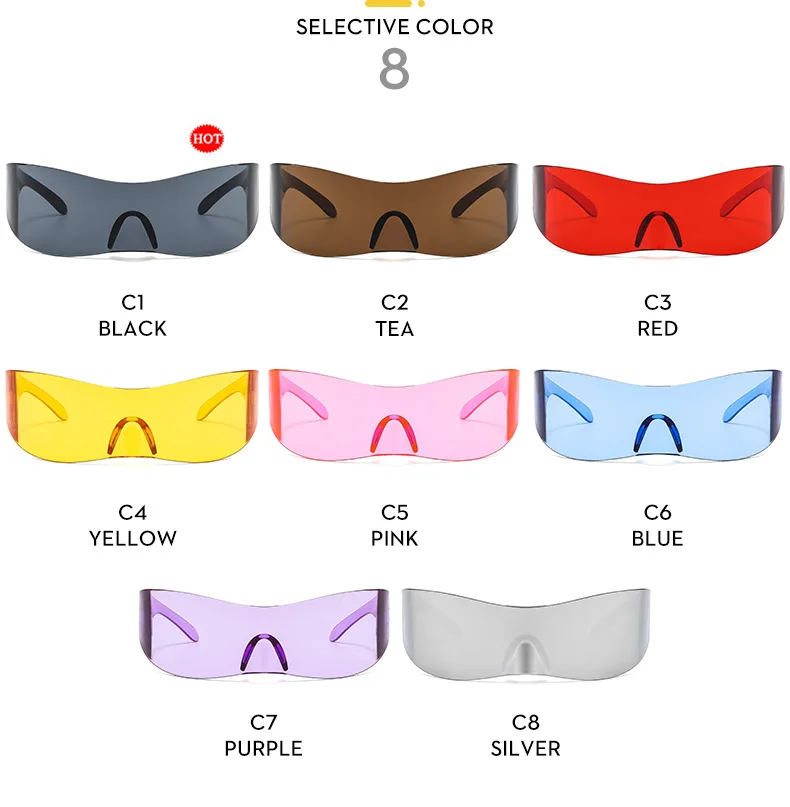 Einteilige randlose Punk-Sonnenbrille für Damen und Herren 2026 – Luxus-Sport-Y2K-Sonnenbrille für Herren, Wrap-Around-Schutzbrille, UV400 – Detail 10