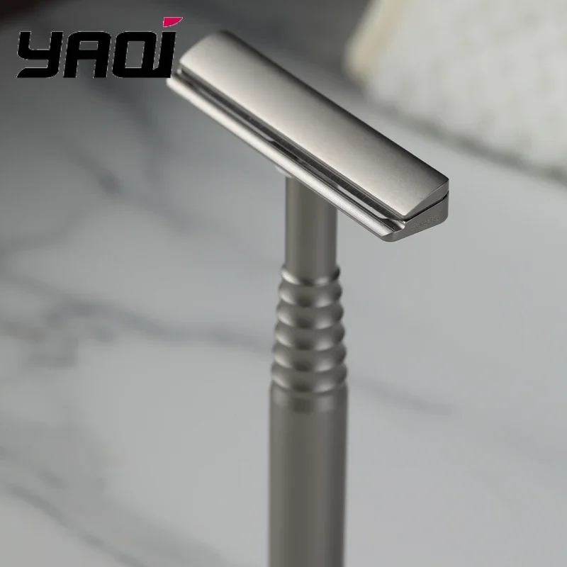 Yaqi remus navalha de segurança de borda dupla masculina de aço inoxidável navalha de barbear vintage artesanal navalha reta