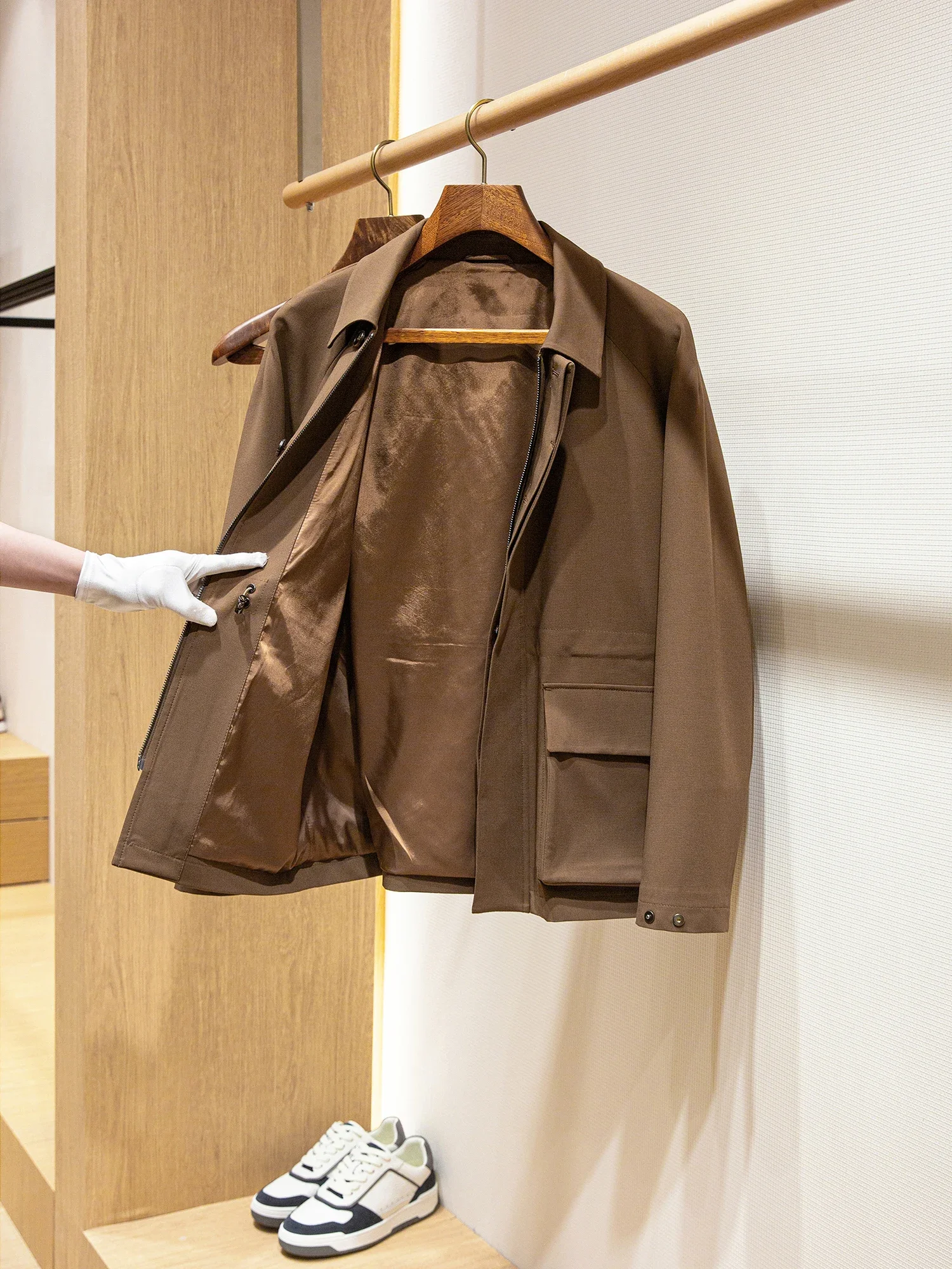 

Acetate fiber blend Italian old money style men's casual lapel jacket