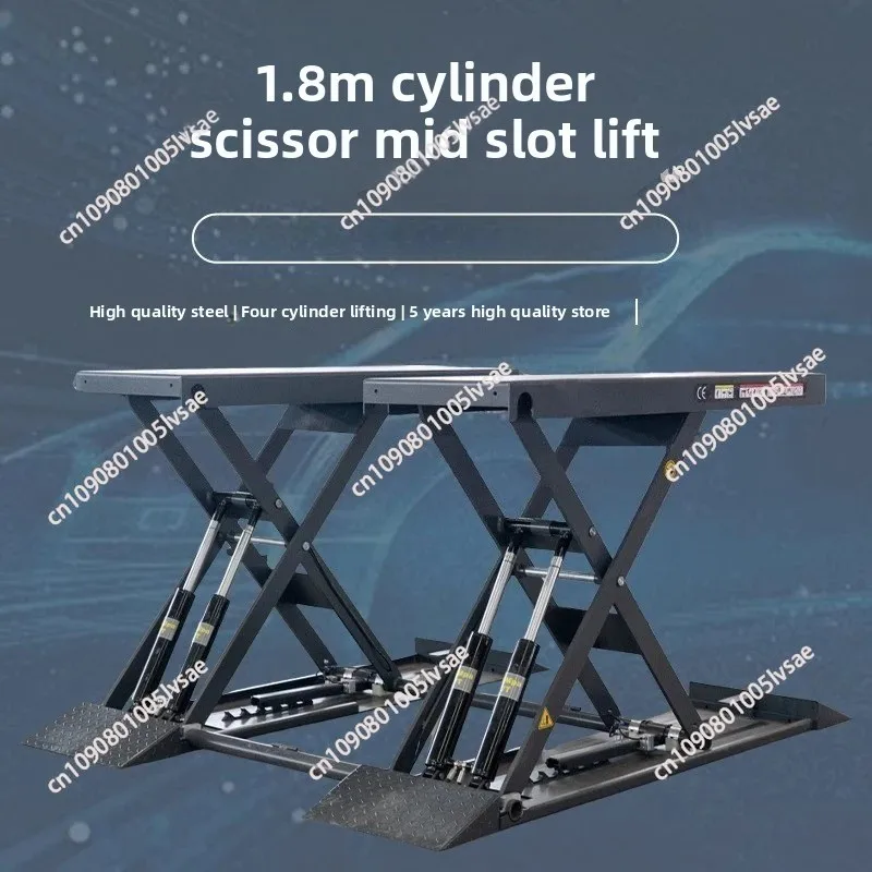 ​4.5ft Ultra Low Profile Mid Rise Scissor Lift 4 Hydraulic Cylinders Auto Lift Reinforced Steel Arms