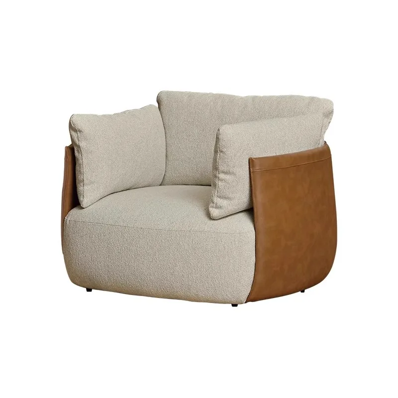 

Simple sofa chair, modern medieval retro color matching lazy sofa, creamy casual single chair