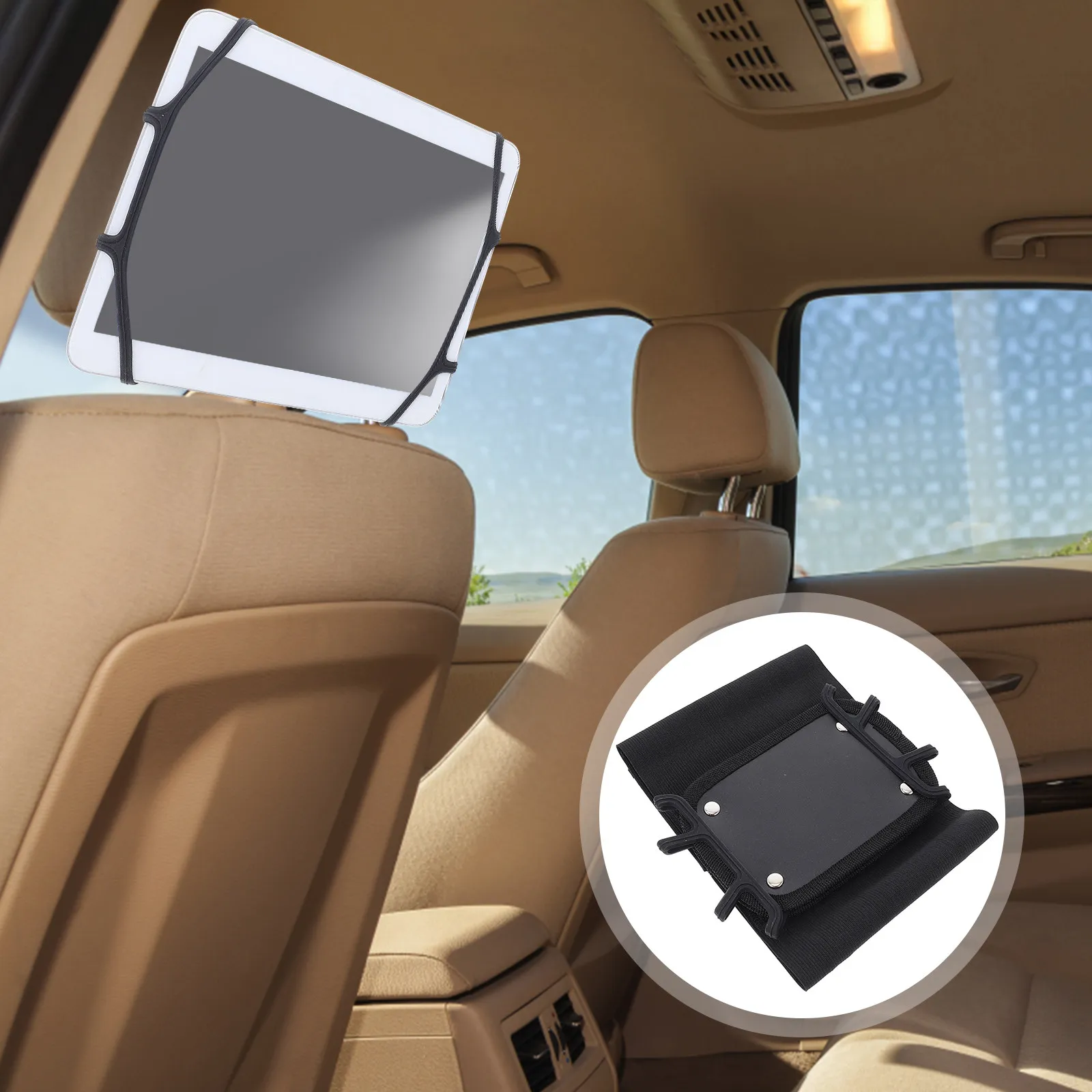 Car Headrest Tablet Stand Adjustable Retractable Universal Holder for 7-10.5 Inch Tablets Anti-Vibration Car Mount Tablet