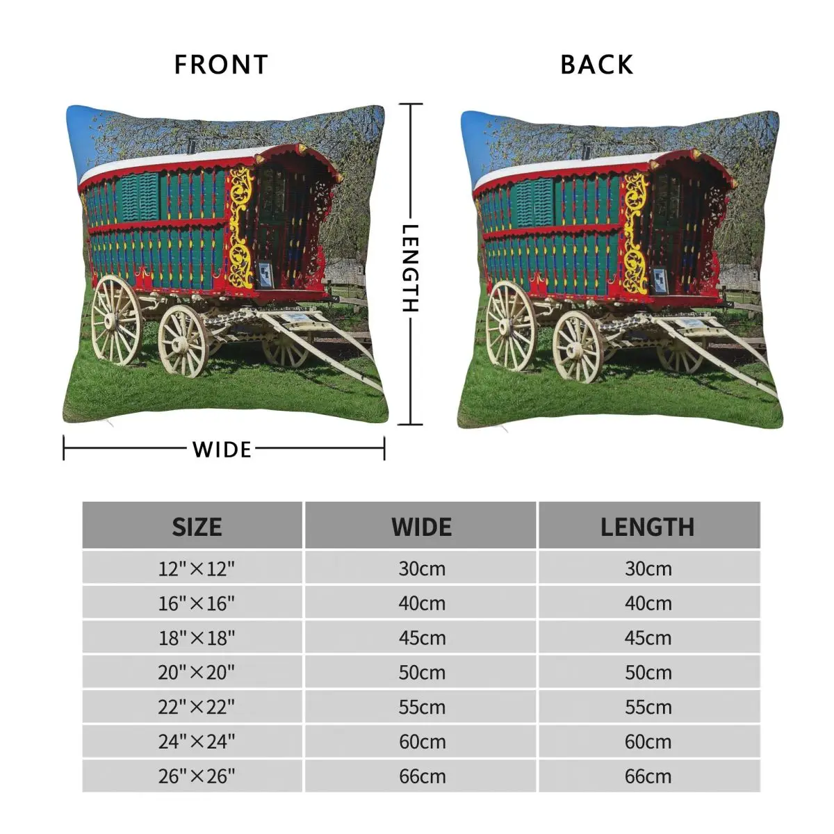 Gypsy Caravan Vardo Pillowcase Polyester Linen Velvet Printed Zip Decor Pillow Case Room Cushion Cover