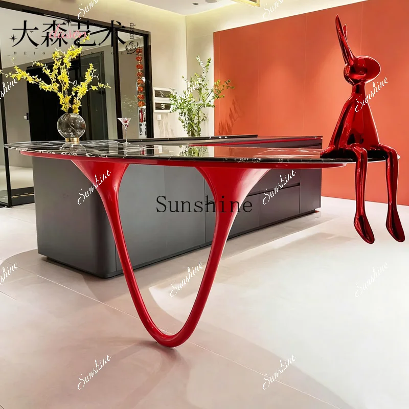Italian design, island U-shaped table foot support frame, minimalist high-end home barM