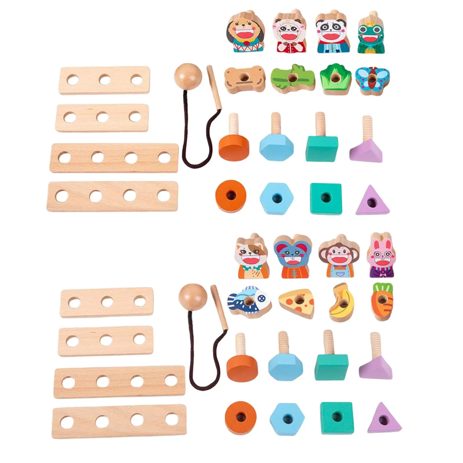 Wooden Screw Nut Toy Screw Building Construction Set Color Recognition for Girl