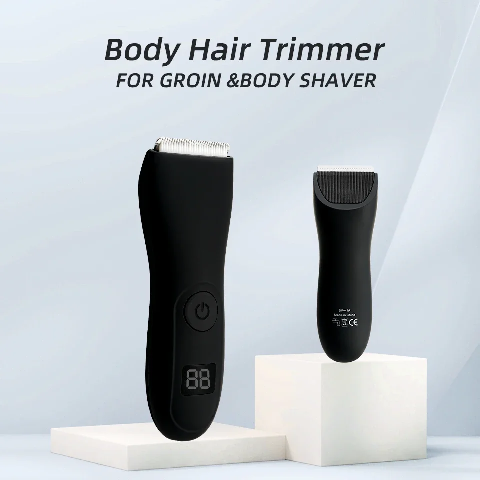 Men\'s Electric Groin Hair Trimmer Pubic Hair Removal Intimate Areas Body Grooming Clipper Epilator Rechargeable Shaver Razor