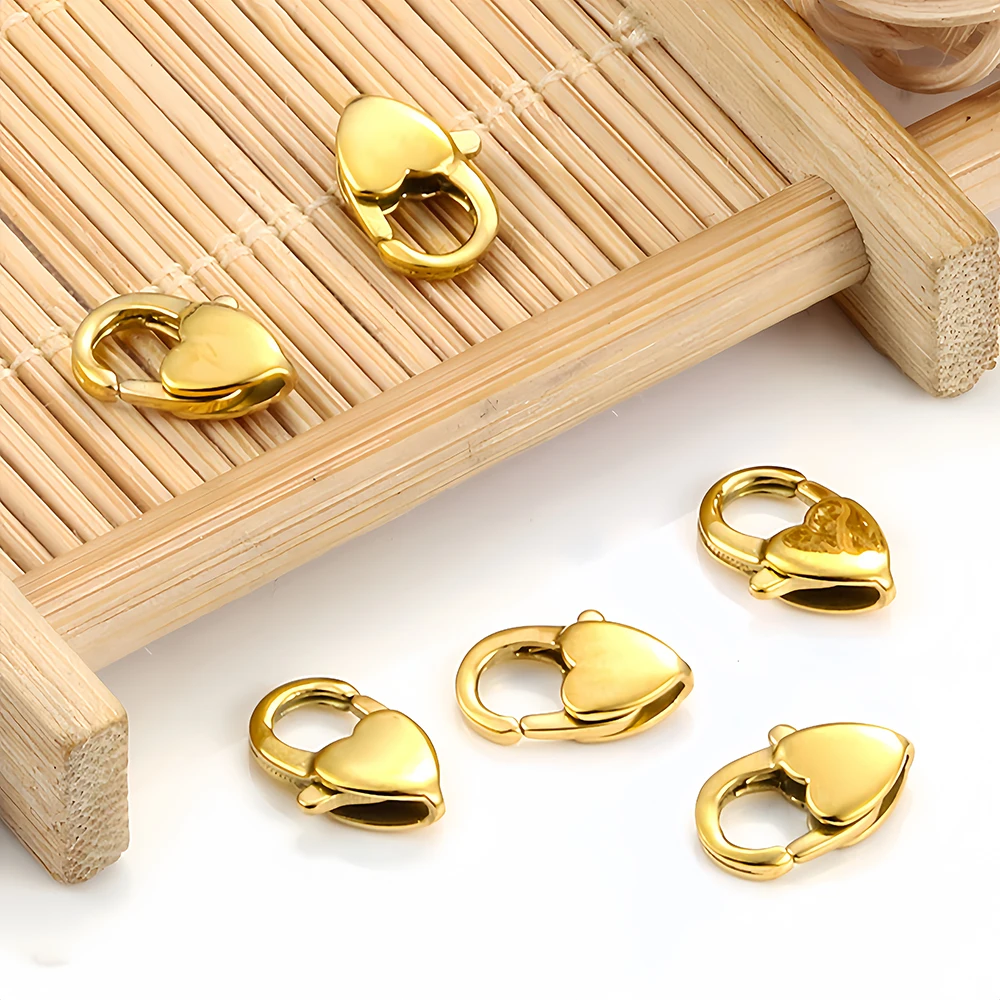 Edelstahl-Hummerklammern, Hakenverbinder in Herzform für DIY-Schmuck, Halsketten, Armbänder, Zubehör und Accessoires – Detail 5