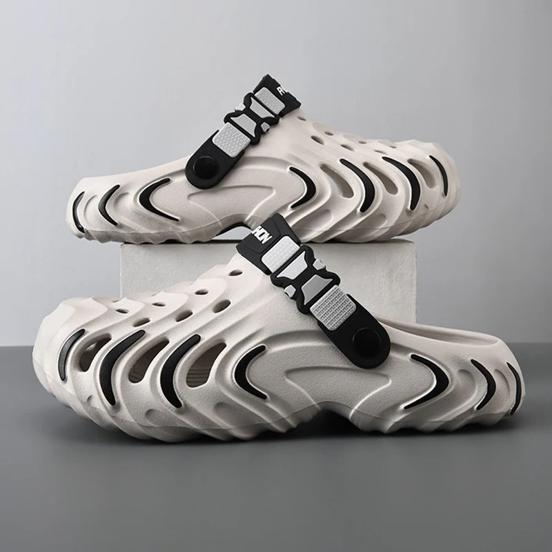 Men Summer EVA Hole Slippers Lightweight Soft Thick Sole Non‑Slip Breathable Casual Outdoor Beach Shower Walking Shoes view 4