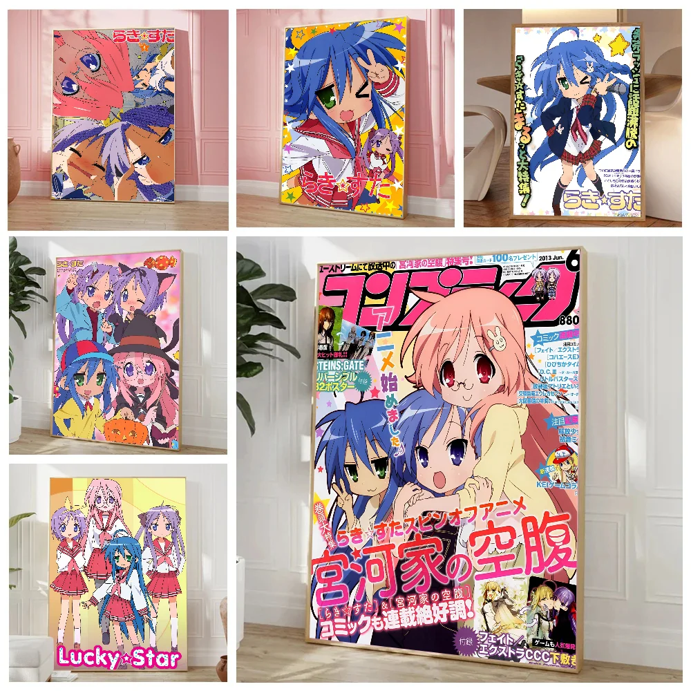 Anime Lucky Star Poster Stickers Living Room Bedroom Entrance Cafe Wall Art Decoration Painting Room Decor kawaii Aome Decor