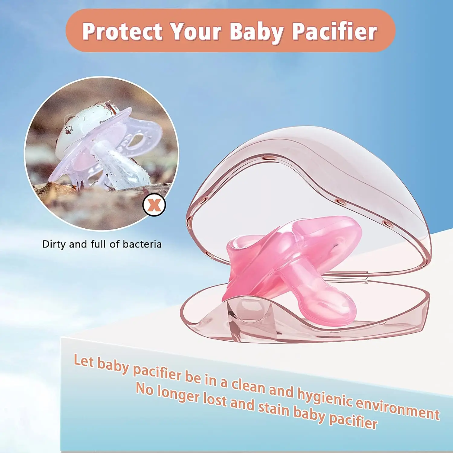 Pacifier Holder - 2/4 Pcs Travel-Friendly Baby Binky Case – Transparent Storage Box, Always Keep Paci Clean & Hygienic