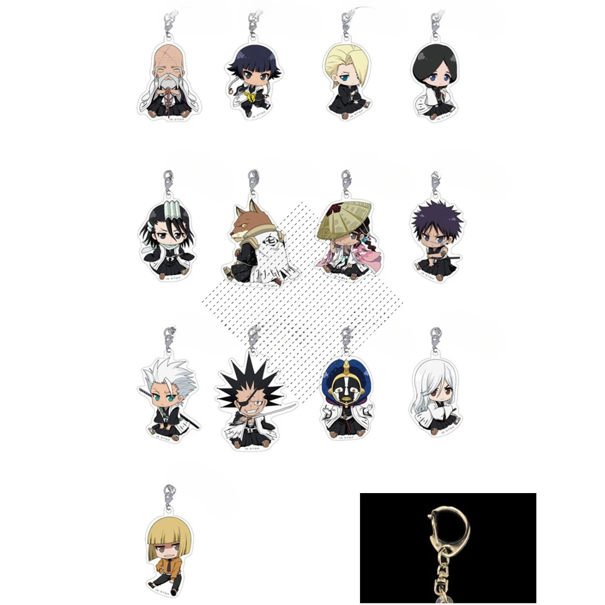 Game Byakuya Kuchiki Ichigo Kurosaki Kisuke Urahara Toushiro Hitsugaya Keychain Doll Anime Acrylic Keyring Pendant for Gift