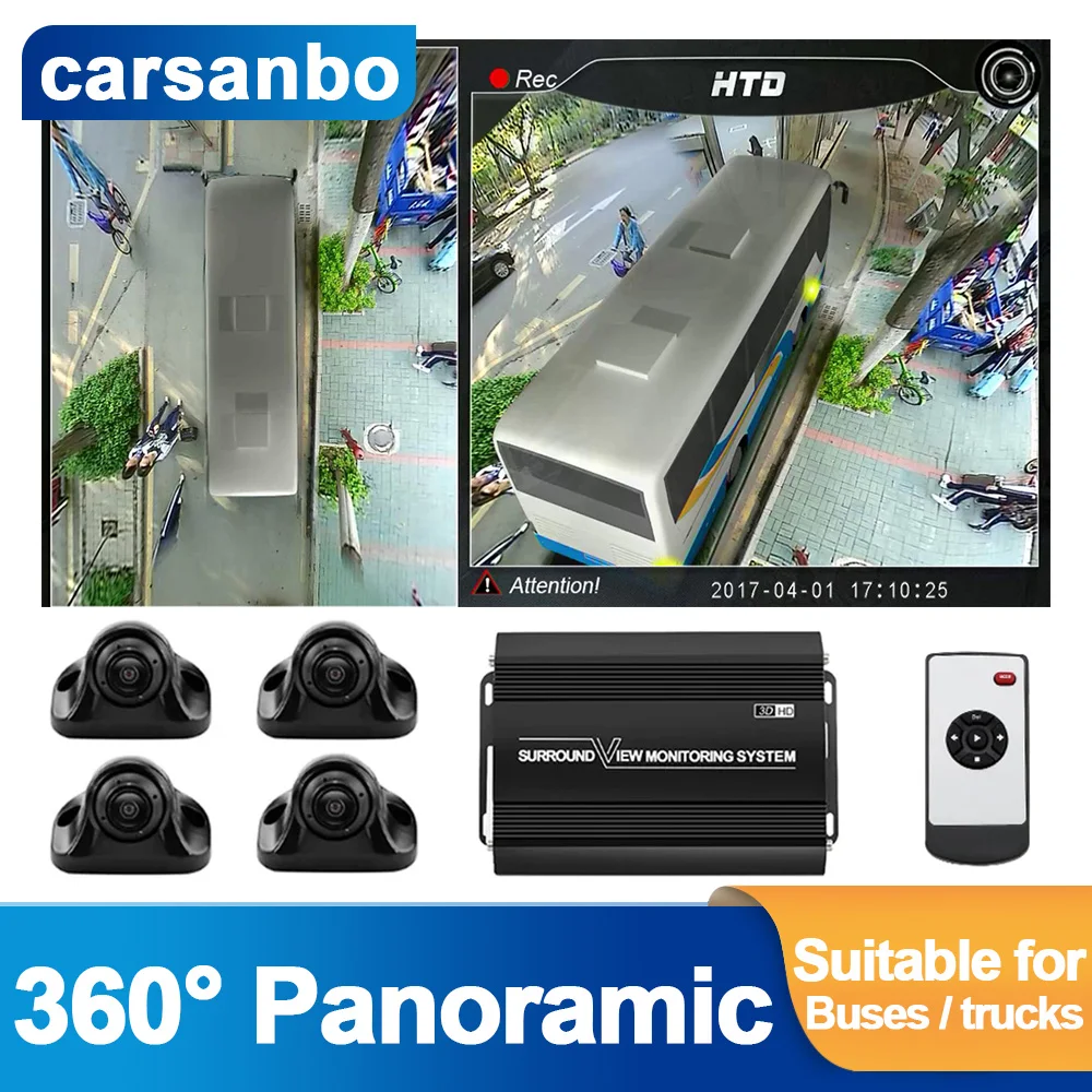 Carsanbo 1080P Around view System Panoramic Seamless 360 Seamless Surround 3D Imaging Parking Digital Video Recorder Bus Truck