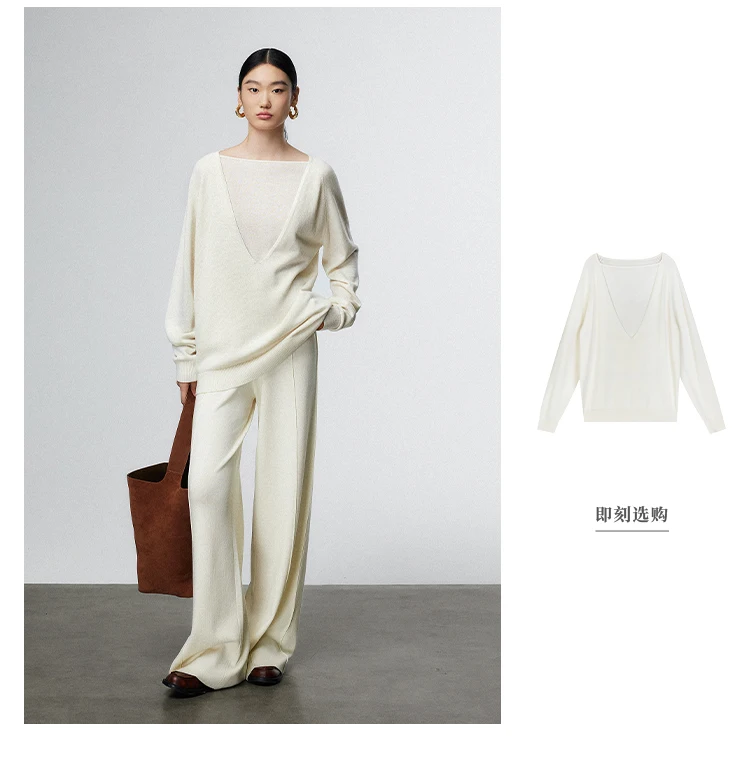 2026 Wool Elastic Waist Knitted Wide-Leg Pants for Women Winter High-Waisted Straight Loose Floor-Length Casual Pants
