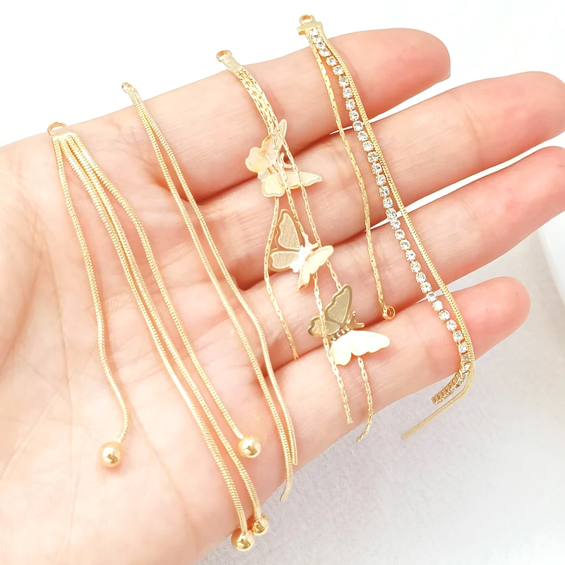 1 pair 14K Copper Clad Gold Long Claw Zirconia Chain Snake Bone Chain Butterfly Tassel Exquisite Fashion Earline Jewelry Pendant