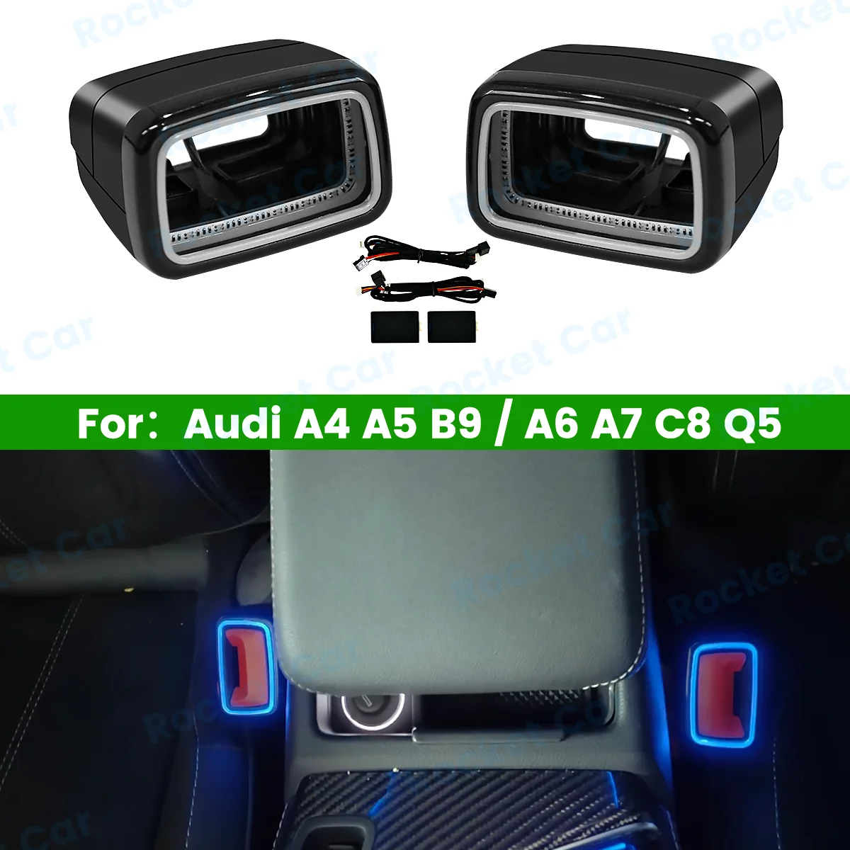 

For Audi A4 A5 RS4 RS5 B9 A6 A7 C8 Q5 2020-2024 Decorative Lamp 30 Colors LED Ambient Light Safety Buckle Seat Belt