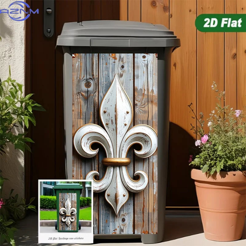One Trash Can Sticker Measuring 37*82cm / 14.57*32.28 Inches, Featuring an Iris Hanging Ornament Pattern. This Matte Surface S