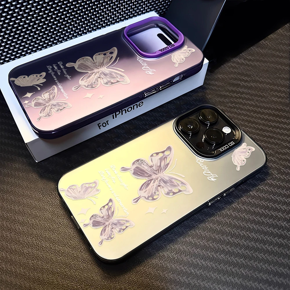 

Phone Case Butterfly Shockproof Non-Slip Instagram Style Elegant for iPhone 17 Pro Max 16 E 15 14 Plus 13 12 11 Protective Cover