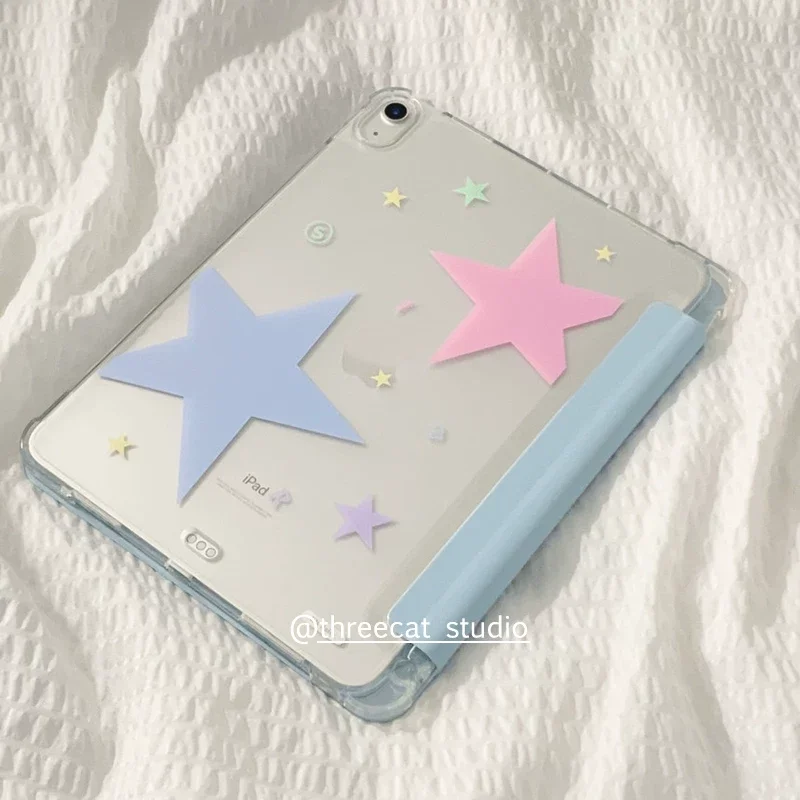Colorful Pink Blue Star ins Y2K Tablet Case For iPad Pro 11 13 M2 M4 M3 10.2 5/6th 7/8/9/10/11th Mini 6 7 Air 1 2 3 4 5 6 Cover