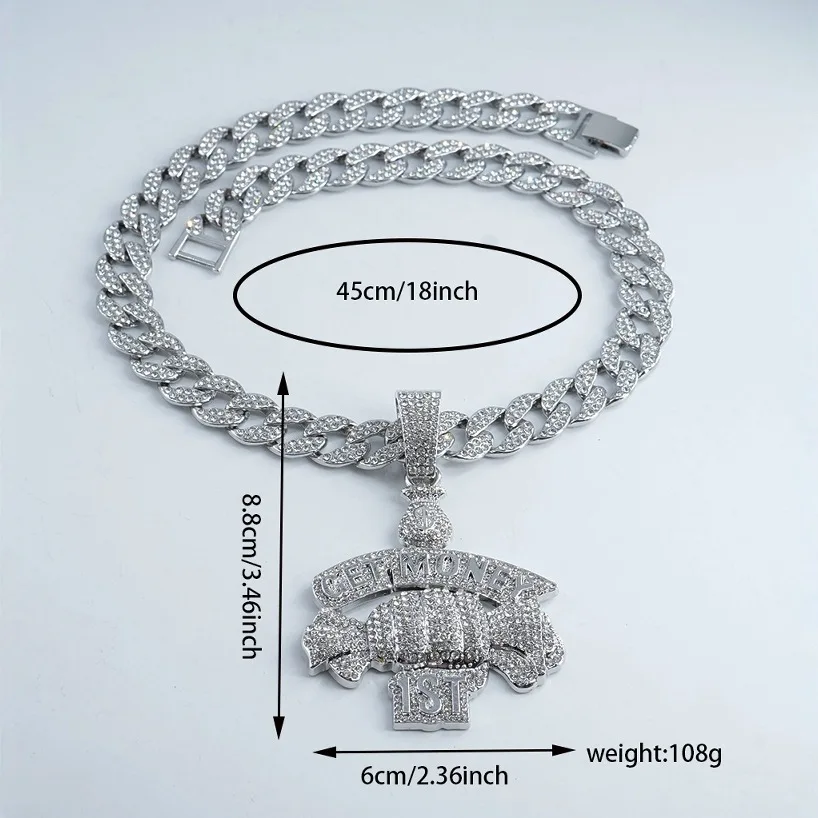DIY accessories European and American hip hop Get money Hold wealth Full of diamond pendants, fashion trend men's accessories sp