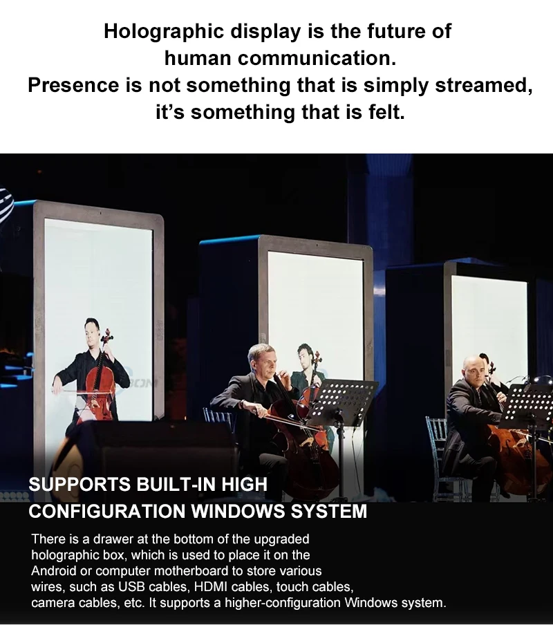 86 Inch Human Size Interactive 3d Hologram Box Transparent Lcd Showcase Touch Screen Holoportation Real Time Projection