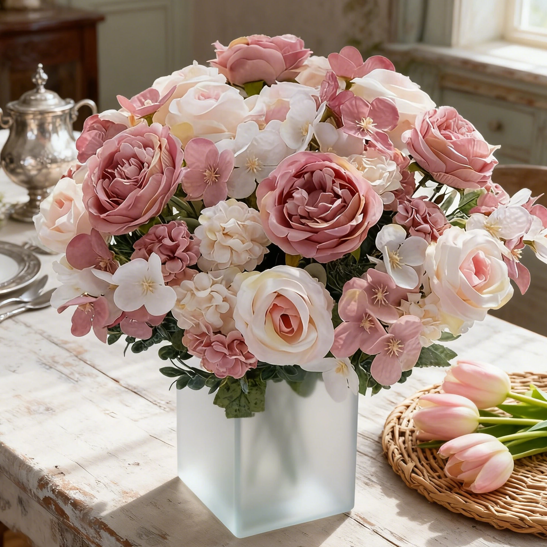 Künstliche Blumen aus Seide, Pfingstrose, Rose, Hortensie, Hochzeit, Brautstrauß, Garten, Festival, Kranz, Auto, Dekoration, Blumenarrangement, DIY-Geschenke