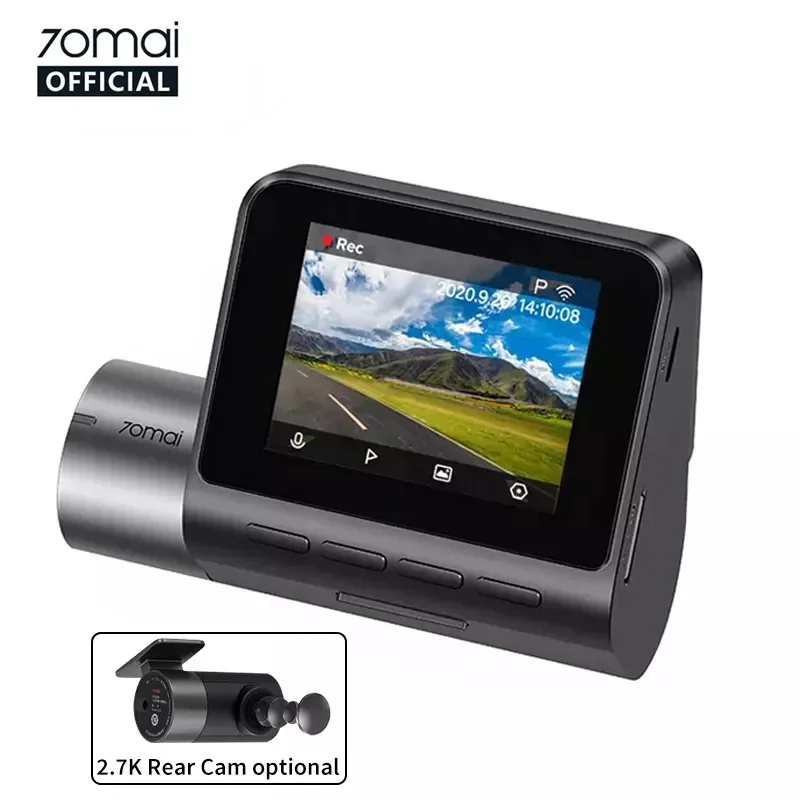 70mai 2K Car Dashcam Night Vision Dual Car Camera A500s Pro Plus+ ASDS GPS Dash Cam Front and Rear Car Black Box 70mai 