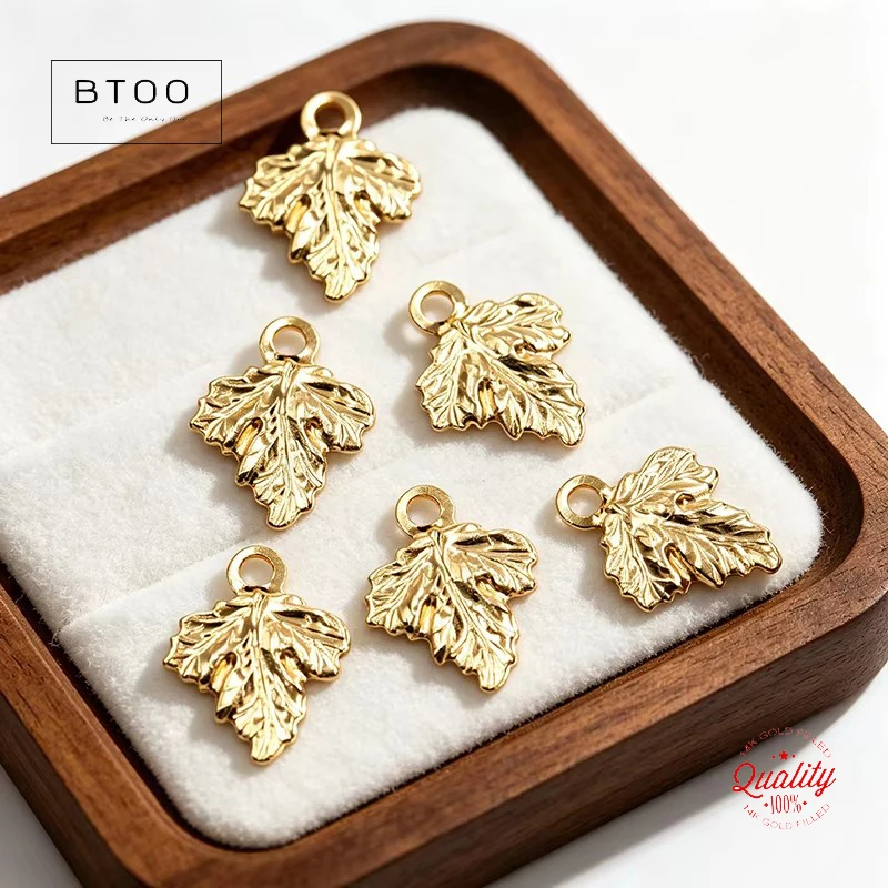 14K Gold Filled Leaf Charm 1/20 14kt Gold Drop Pendant for DIY Jewelry Making Accessories Jewelry Findings