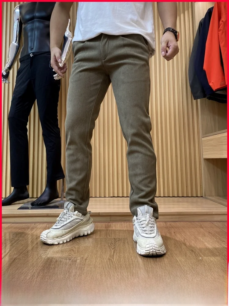 

Мужские однотонные фланелевые повседневные брюки, осень-зима, теплые, приятные для кожи, прямые длинные брюки для поездок на работу, ODM Cany Orders