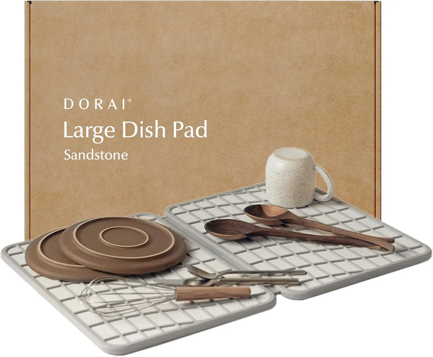 

Earth Stone Drying Mat For Kitchen Counter | Quick Drying | Stone Dish Drying Mat For Kitchen I 24.6" X 16.5" X 0.5" | Sandstone