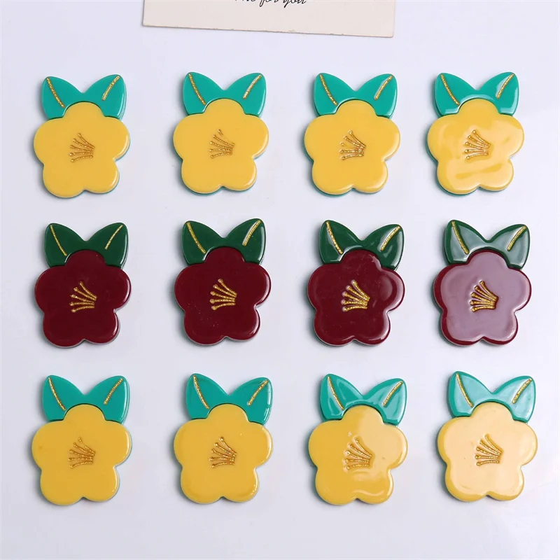 

Бесплатная доставка, 50 шт./лот, цветной принт, мультяшные цветы, кабошон, акриловые бусины, ювелирные изделия своими руками, аксессуары для волос, одежда