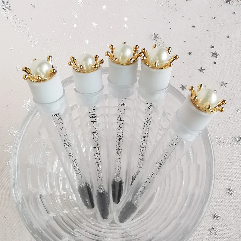 1 pçs reutilizável pérola coroa pincéis de maquiagem tubo escova de cílios rímel escova tubo de escova de cílios