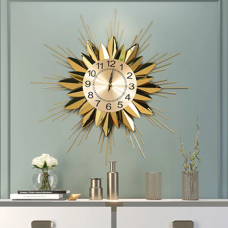 Creative clock sun clock, living room silent wall clock, living room background wall decoration