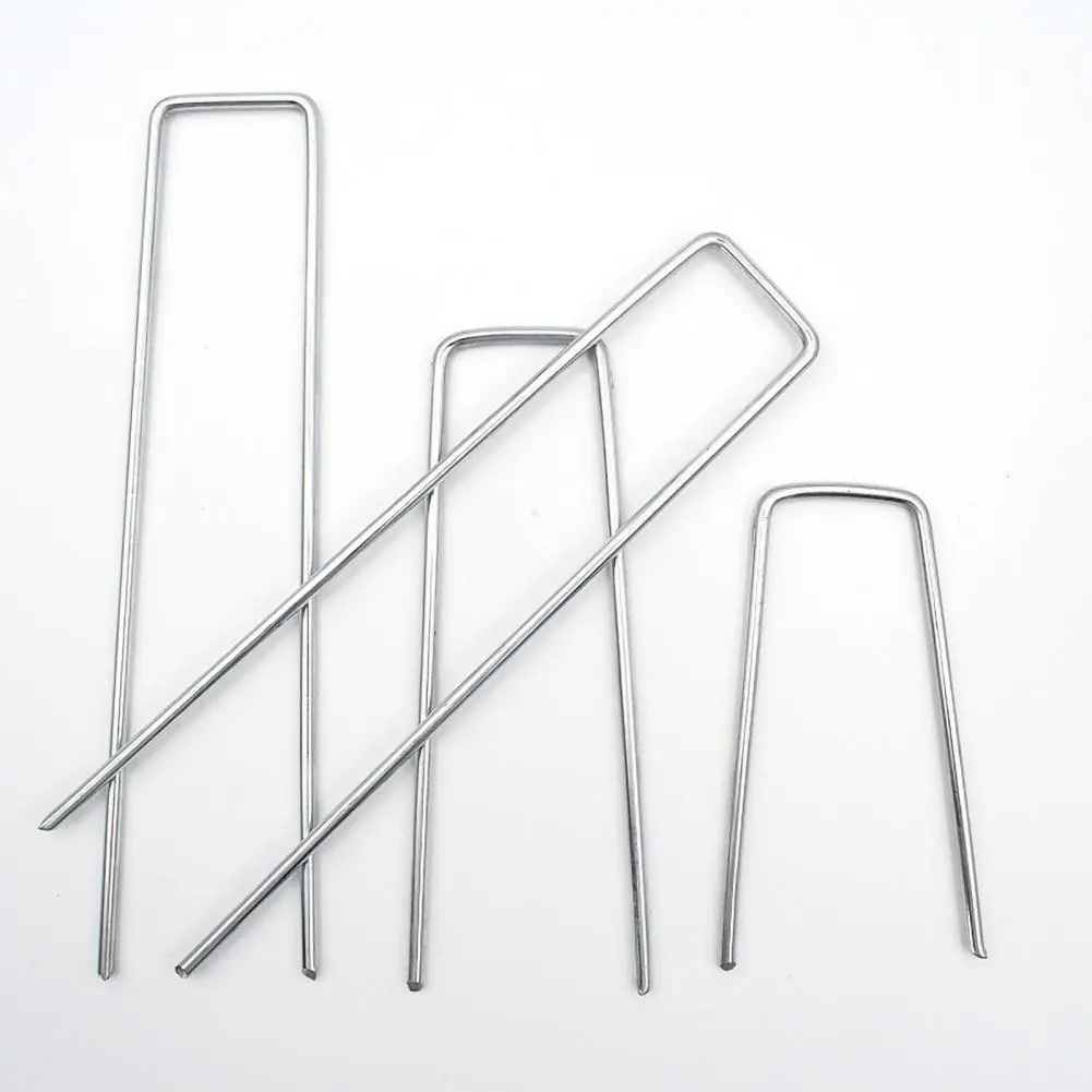 

Reusable Ground Nails Garden Floor Nails 10pcs Galvanized Steel U-shaped Floor Nails for Garden Mulch Securing High Strength