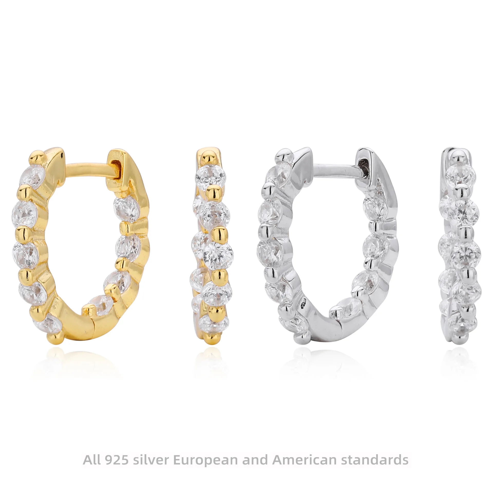 Withered Jewelry Earrings Women's Earrings Ear Cuffs S925 Pure Silver Ear Buckle With Zirconium Round Earrings