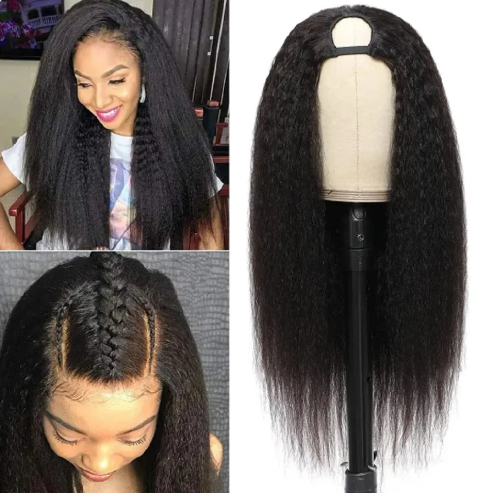 V Part Wig Human Hair Kinky Straight  Brazilian Hair Wigs U Shape Human Hair Wigs Gluless Wig Human Hair Ready To Wear