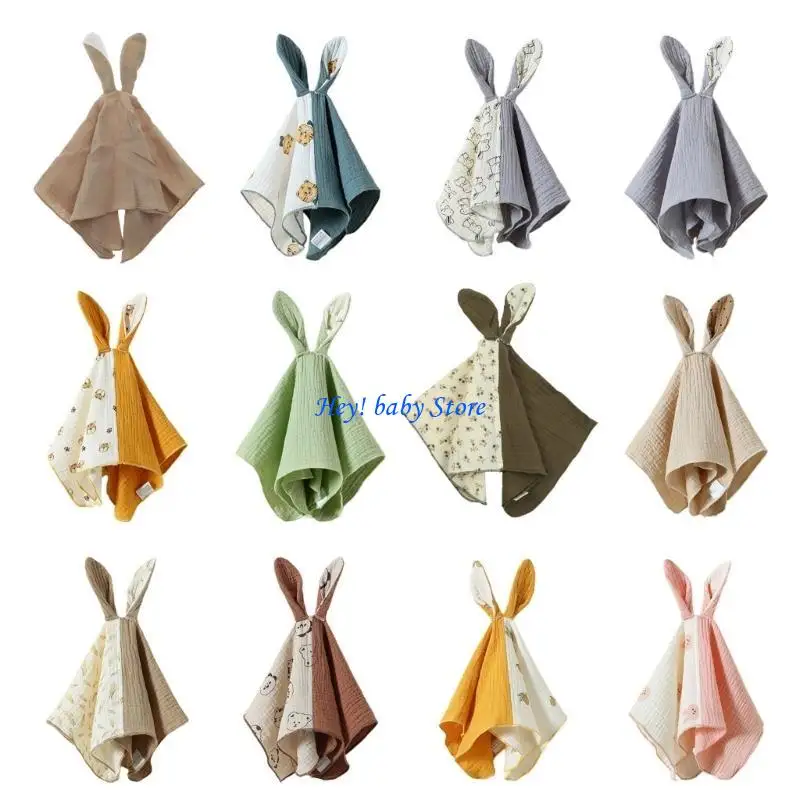 

Q1FE Wiping Towel Baby Saliva Towel Rabbit-Ear Cotton Soothe Appease Towel Comforter