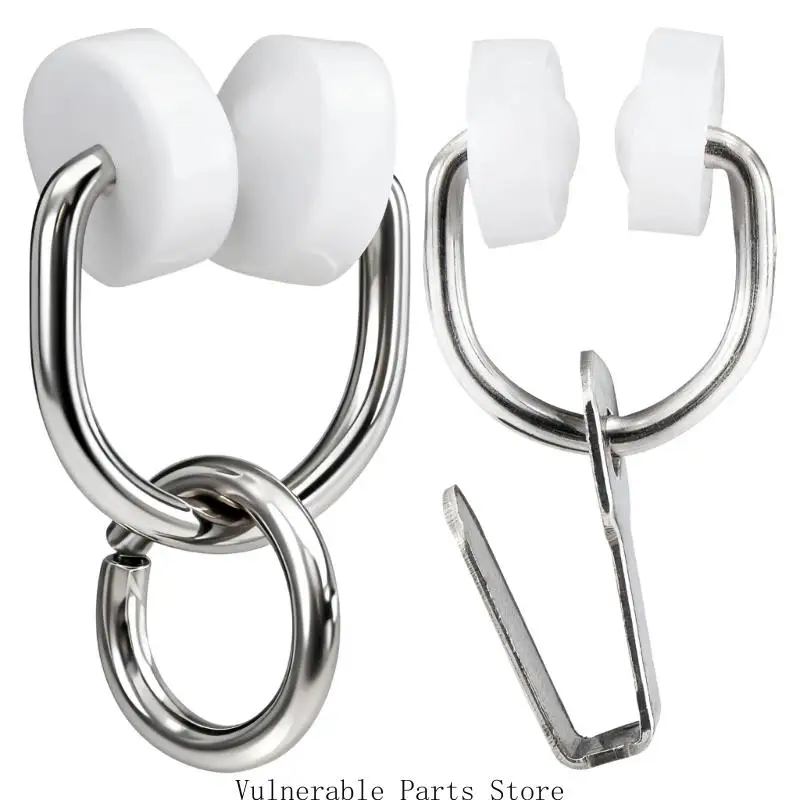 D0UC المعادن النايلون متنقل القوافل نافذة السنانير الحد من الضوضاء أداة تركيب مجاني لأنظمة المسار الستار متعددة 50 قطعة #3