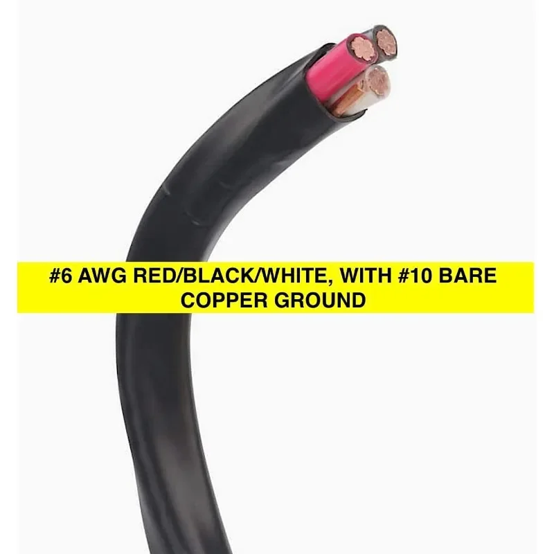

For 60 FEET 6/3 Type NM-B Copper. #6 AWG, 3 Conductor with Ground. Insulated Jacket Black