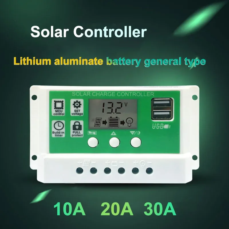 Solar Controller 12V 24V 10A 20A 30A Full Automatic Charge Discharge Lead Acid Lithium Battery Universal Charger Solar Regulator