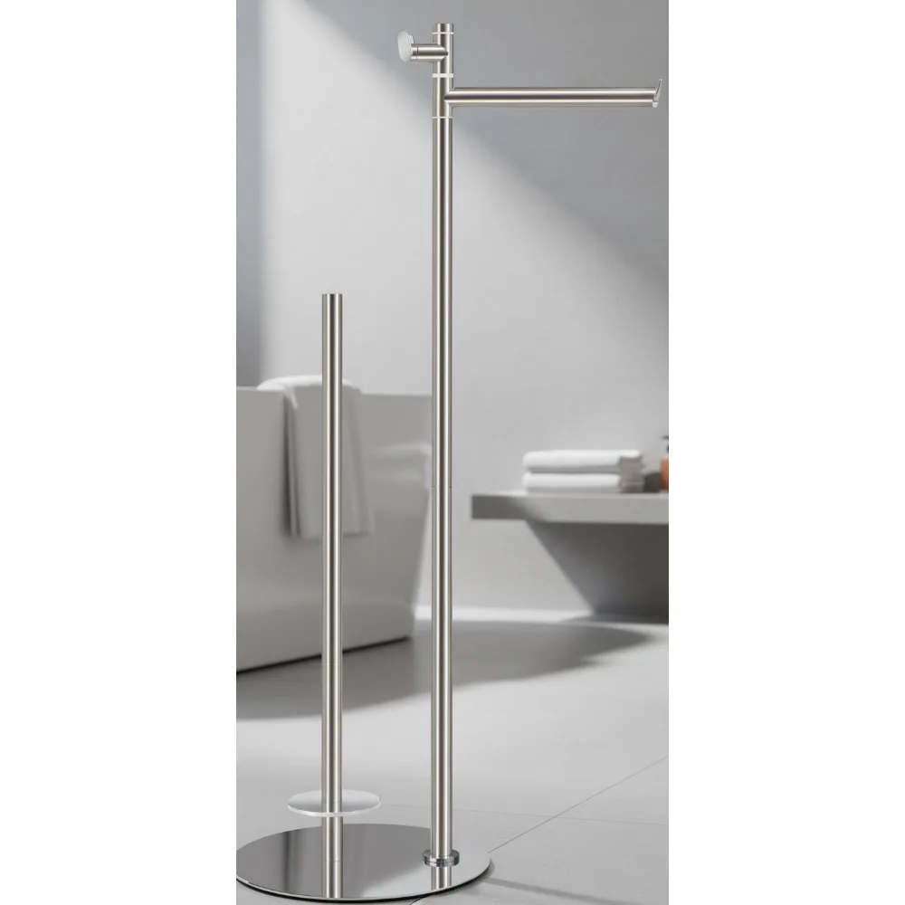 

Modern Toilet Paper Holder Stand with Weighted Base, Holds 5 Jumbo Rolls, Rustproof Stainless Steel for Bathroom Storage