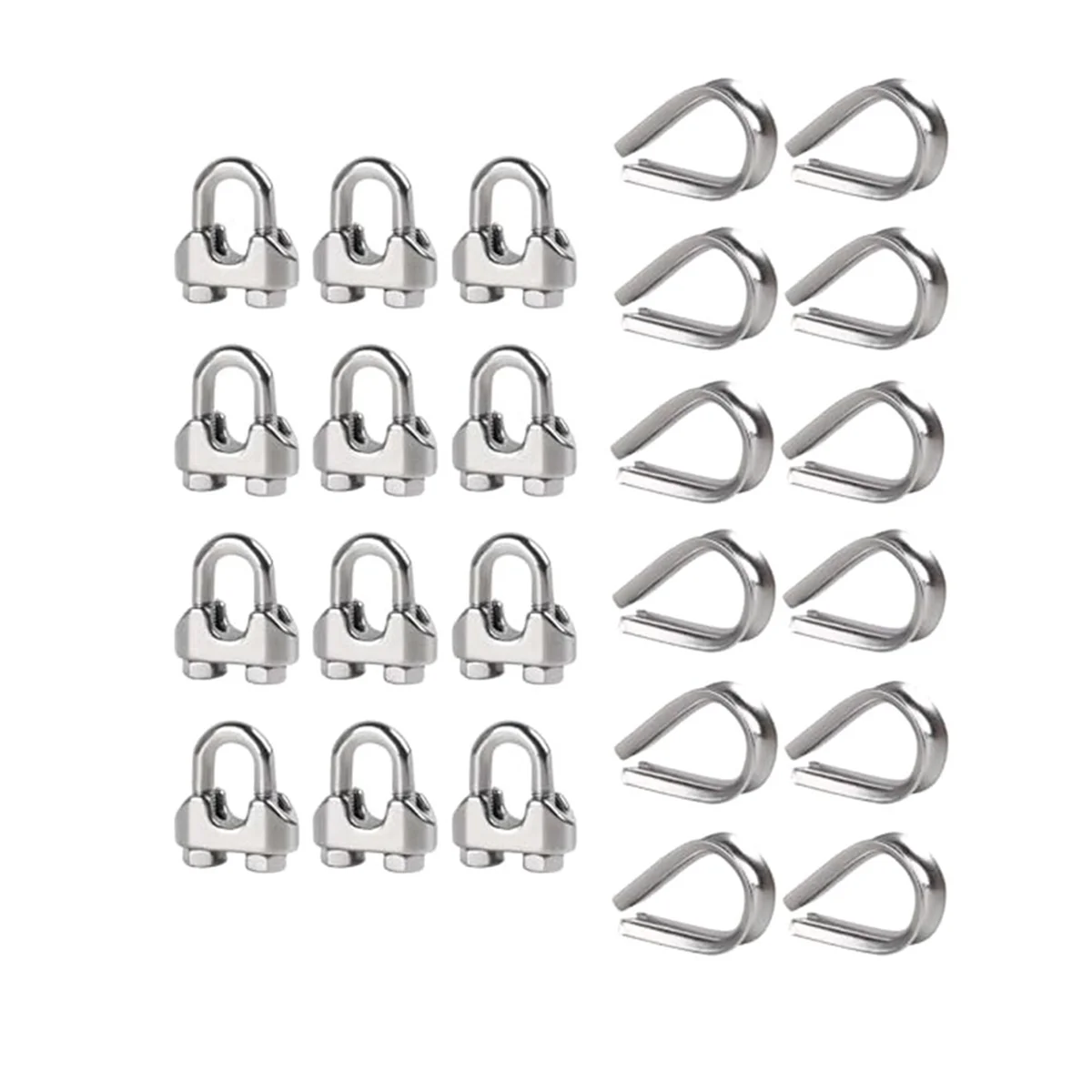 Hanger 1/4 Inch M6 Wire Rope Cable Clamp Thimble Cable Clamp Kit for 1/4 Inch Wire Rope Cable Thimble Rigging,12 Set