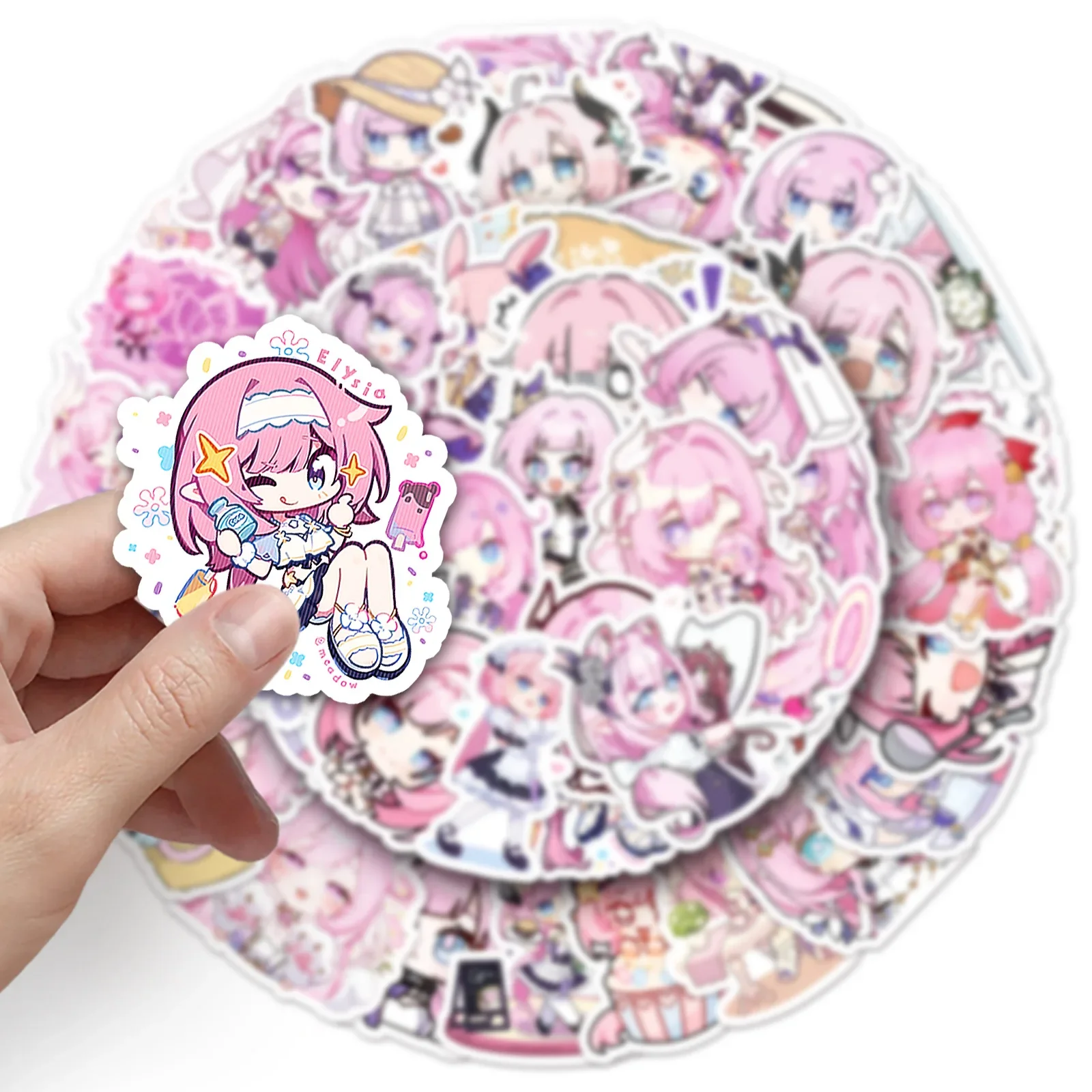 

50PCS Honkai Impact 3 Stickers Cute Elysia Cartoon Sticker Fridge Luggage Laptop Phone Guitar Car Bike Skateboard Decals